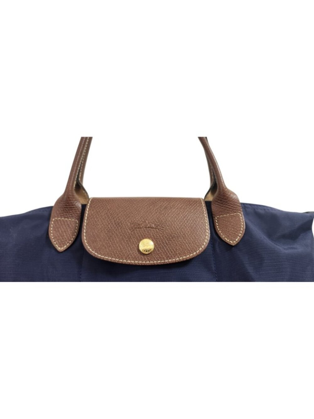 Longchamp Le Pliage Women's Medium Navy Nylon Leather Tote Bag NWOT - Picture 4 of 16